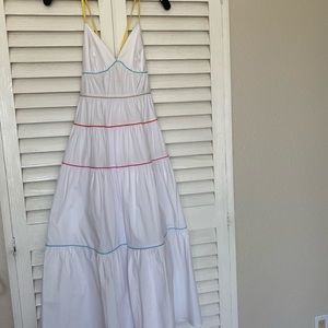 STAUD Cleo Tiered Poplin Midi Dress